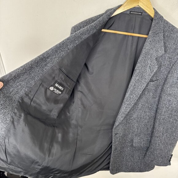 Harris Tweed Moores Men 44 Wool Blue Gray Blazer Sports Coat Scottish - Picture 7 of 7